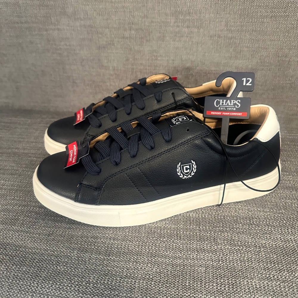 Chaps Brighton Sneakers Mens 12 Navy Blue New Memory Foam Low Top Lace Up Shoes
